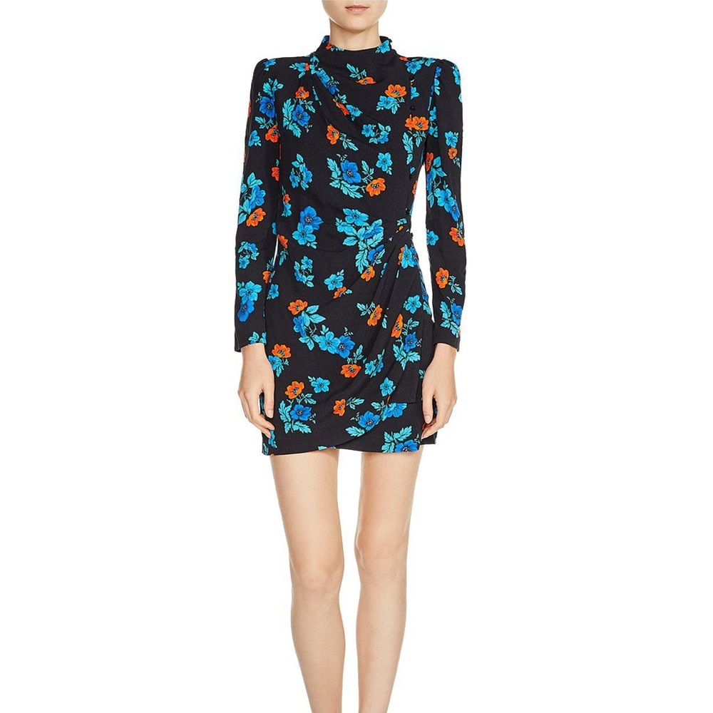NWT Maje Floral High Neck Wrap Dress